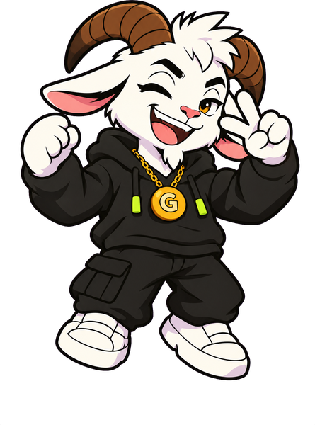 GOAT bursts through the open door, grinning.